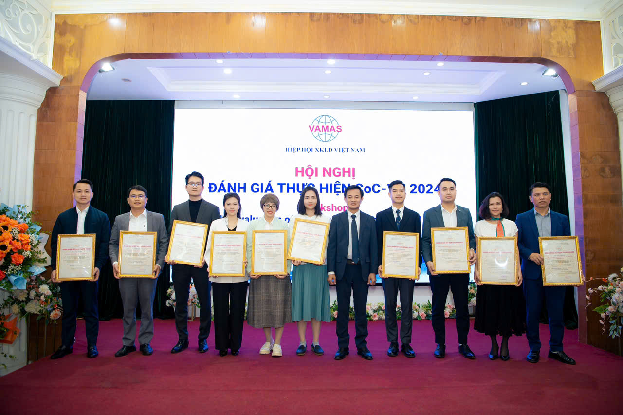CÔNG TY VIETCOM TODAY ĐẠT CHỨNG NHẬN XẾP HẠNG DOANH NGHIỆP 5 SAO TỪ HIỆP HỘI XUẤT KHẨU LAO ĐỘNG VIỆT NAM (VAMAS) 2024